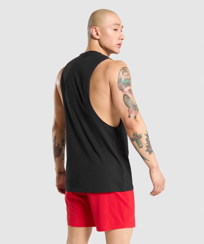 Men's Gymshark Critical Drop Arm Tanks Black | NZ 7YVGLI